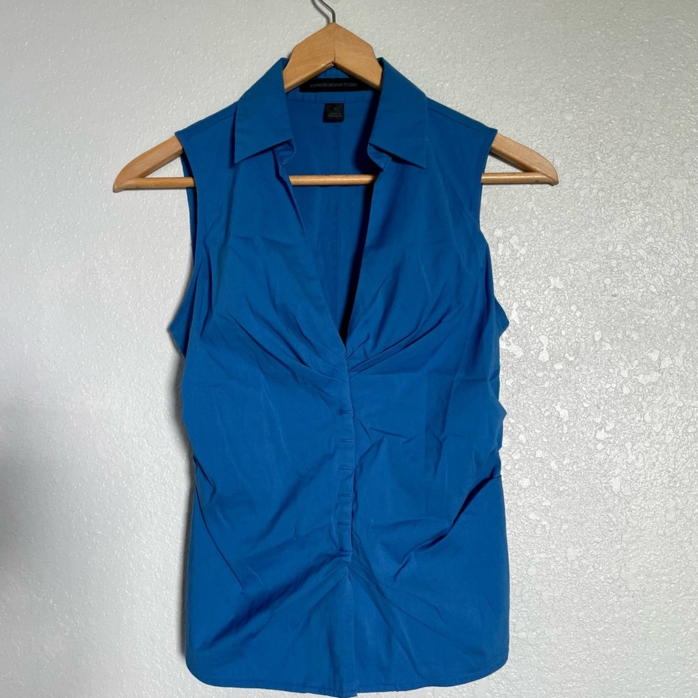 Express Design Studio Blue Sleeveless V-Neck Top - Size S